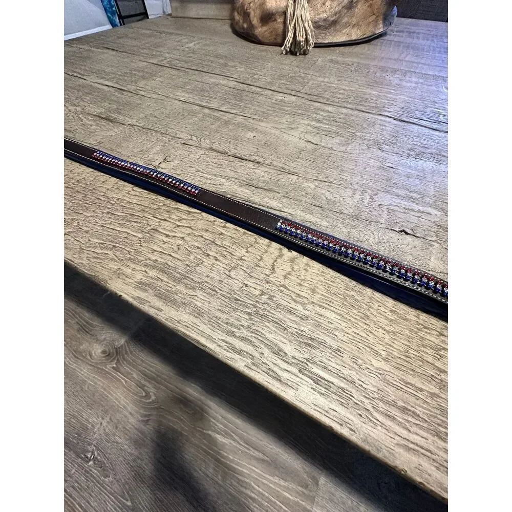 Leather and crystal dog collar